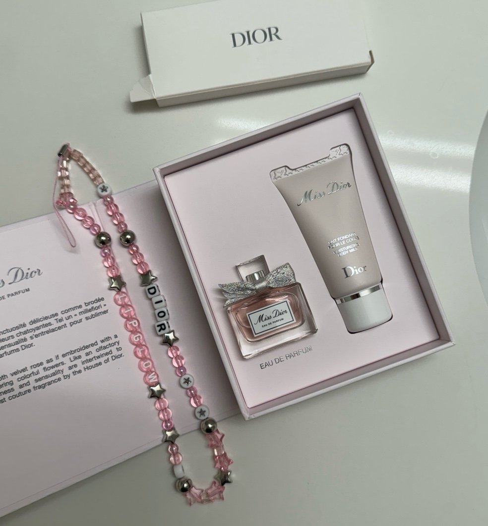 Miss Dior perfume and lotion set, Dior phone ring