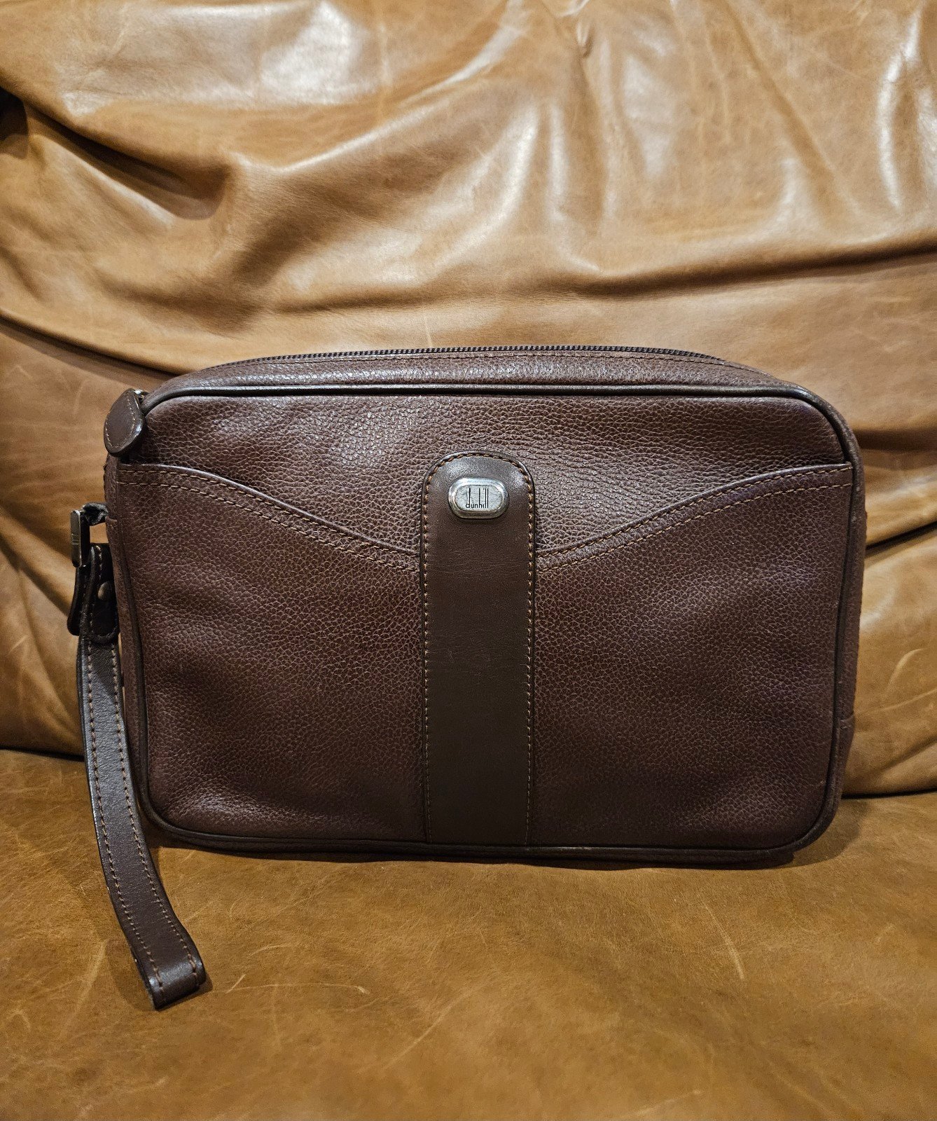 Vintage Dunhill Brown Leather Clutch
