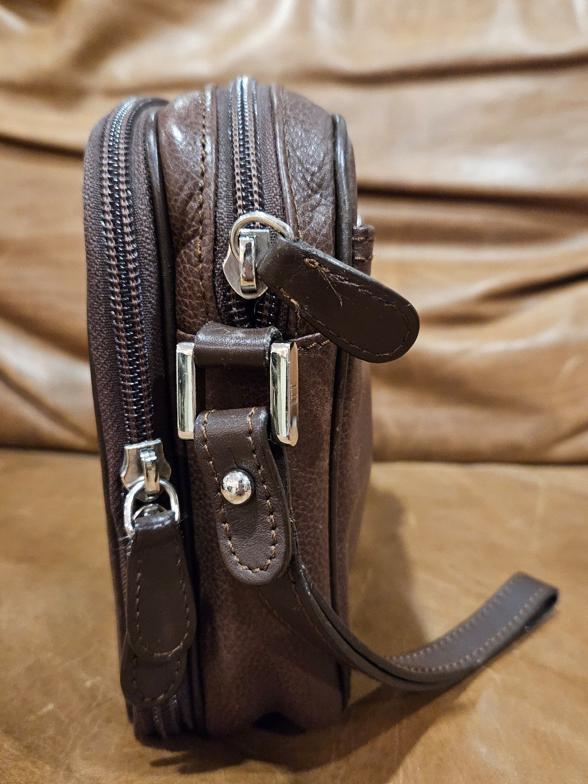 Vintage Dunhill Brown Leather Clutch