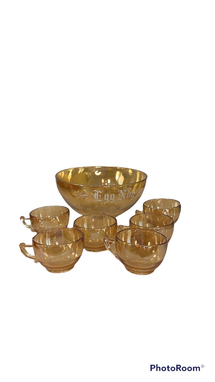 Vintage Camelia Jeanette Peach Egg Nog Set Bowl 6 Cips