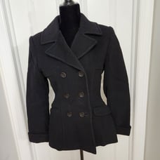 Moda International Black Double Breasted Fitted Wool Coat