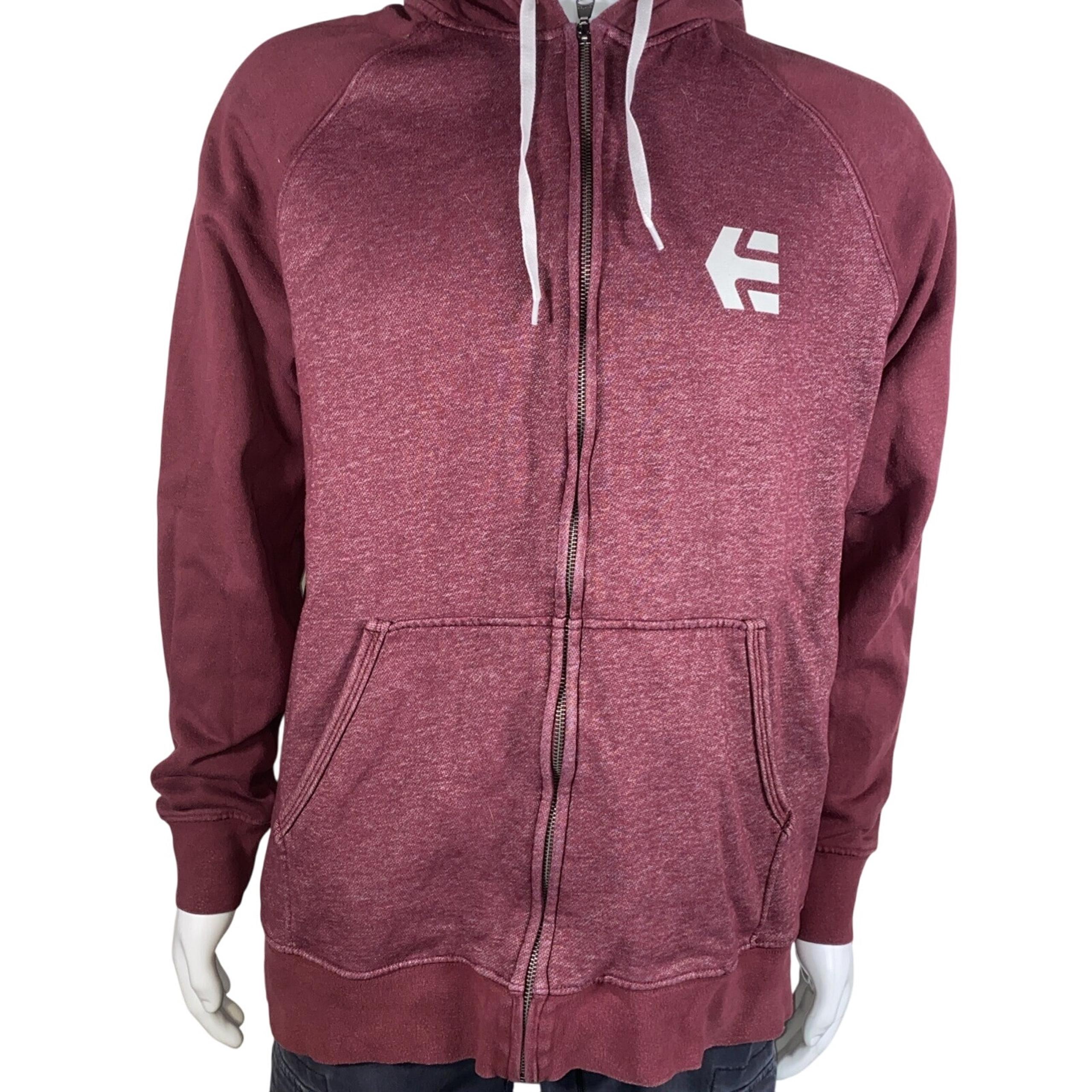 Etnies Zip-Up Skate Hoodie - SImple Front Logo - Burgundy - Size XLarge