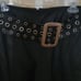 ISABEL Chic Vintage Black Genuine Leather Flare Pants with Belt Detail Size 2