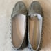 Donald J Pilner Grey Silver Studded Loafers Val Sz 9.5M Moccasin Esque NWB