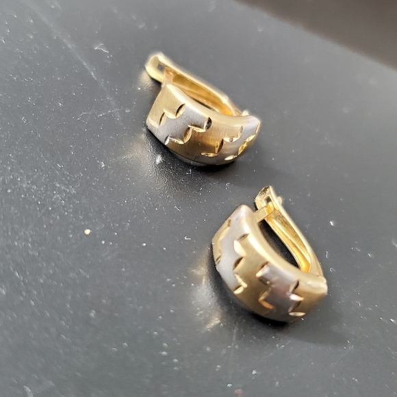 14K Gold Two Tone Earrings