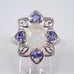 Vintage Sterling Silver Moonstone and Tanzanite Ring - Purple Gemstone Halo