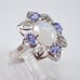 Vintage Sterling Silver Moonstone and Tanzanite Ring - Purple Gemstone Halo