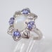 Vintage Sterling Silver Moonstone and Tanzanite Ring - Purple Gemstone Halo