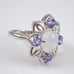 Vintage Sterling Silver Moonstone and Tanzanite Ring - Purple Gemstone Halo