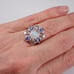 Vintage Sterling Silver Moonstone and Tanzanite Ring - Purple Gemstone Halo