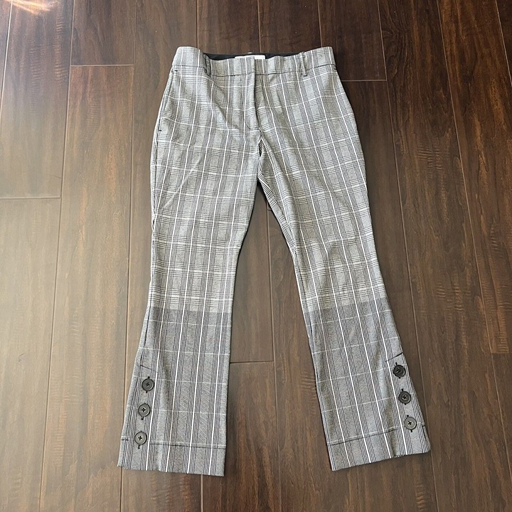 Derek Lam 10 Crosby Grey Plaid Cropped Pants Size 4