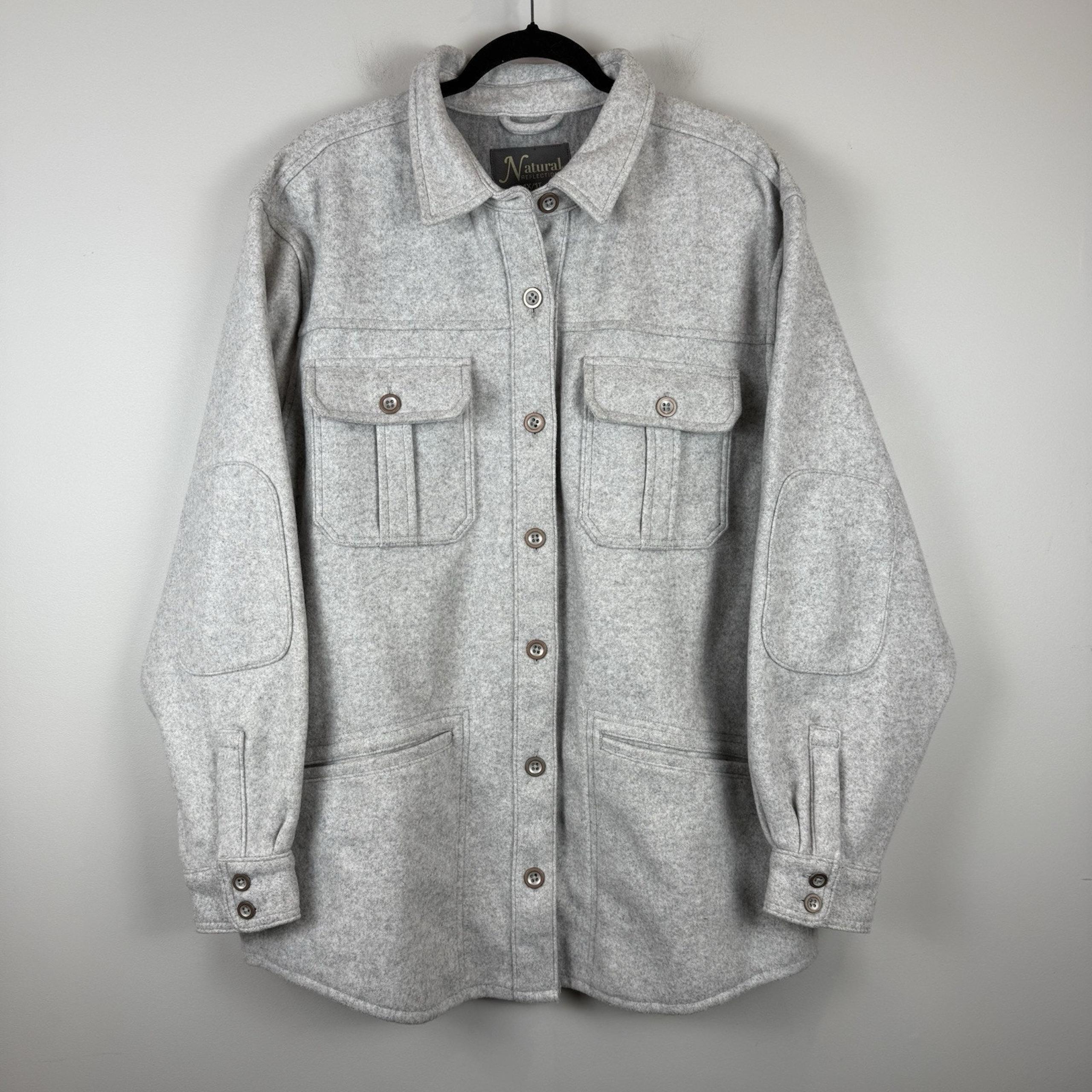 Natural Reflections Shirt Jacket Women 1X Heathered Gray Chore Outdoorsy Durable