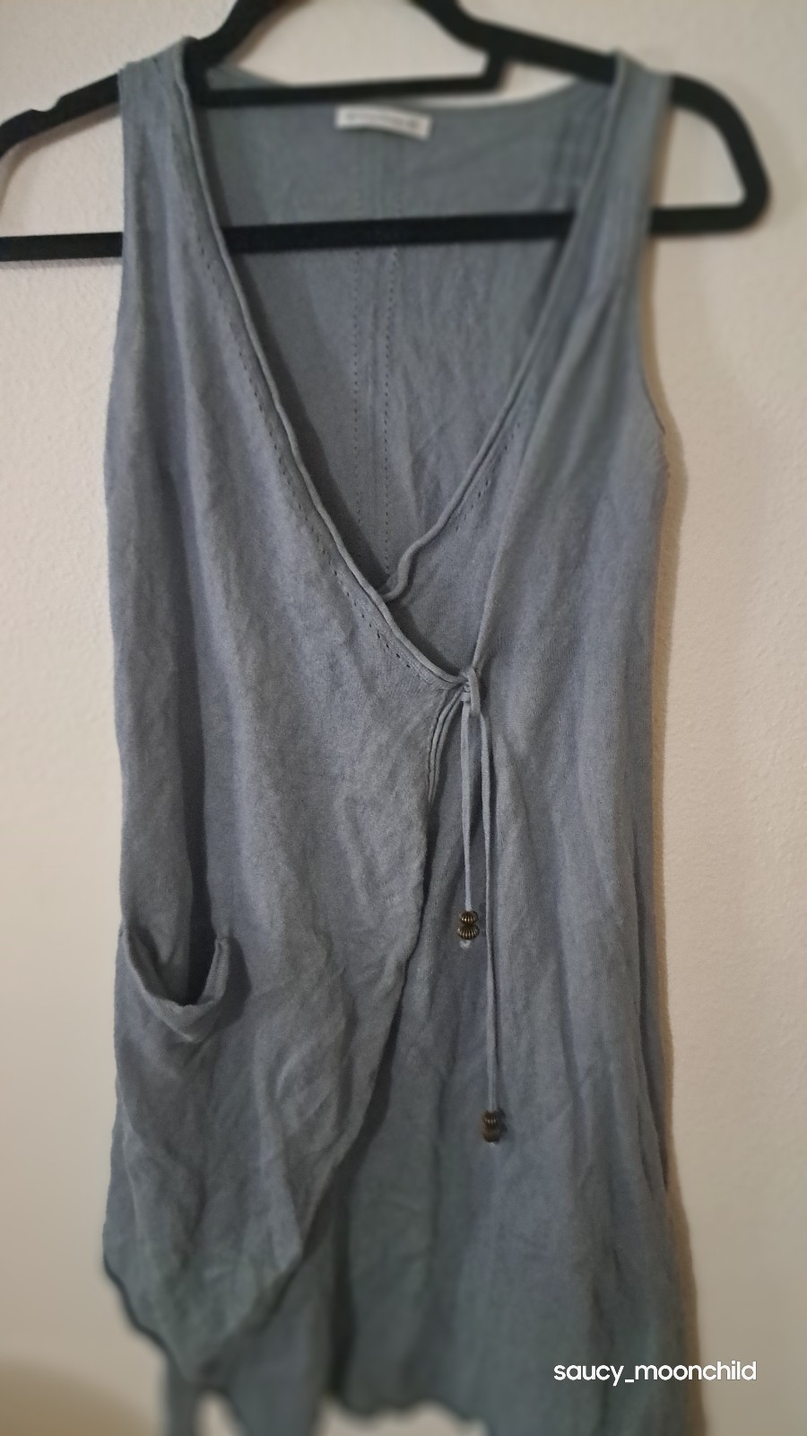 Bande Originale • Gray Grey Soft Cotton Vest Boho Cottagecore 38 Asymmetrical