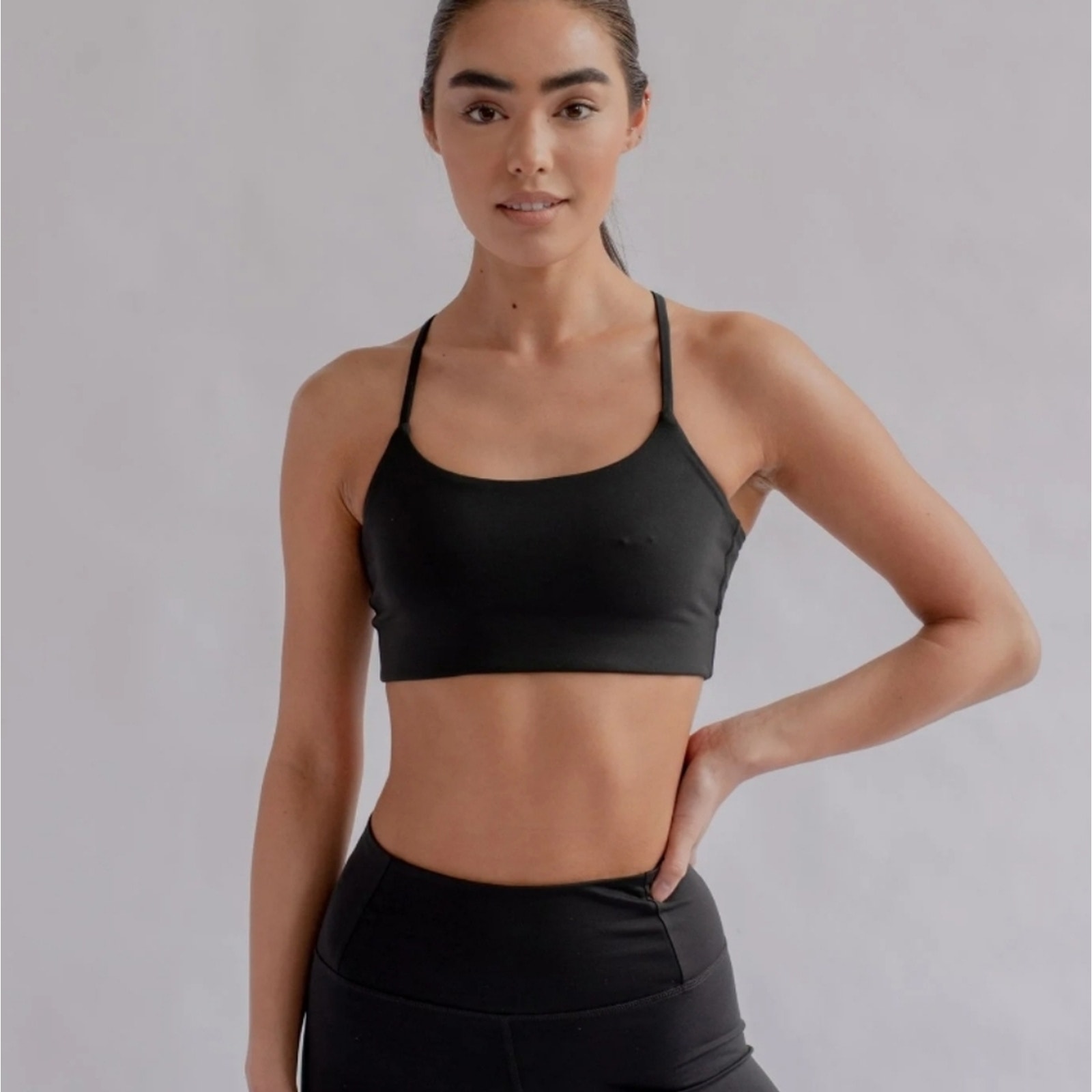 NEW Girlfriend Collective Juliet Strappy Black Women's Sports Bra