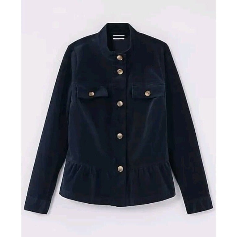 J.Jill Corduroy Peplum Jacket Women's XL Tall Button Up Navy Blue