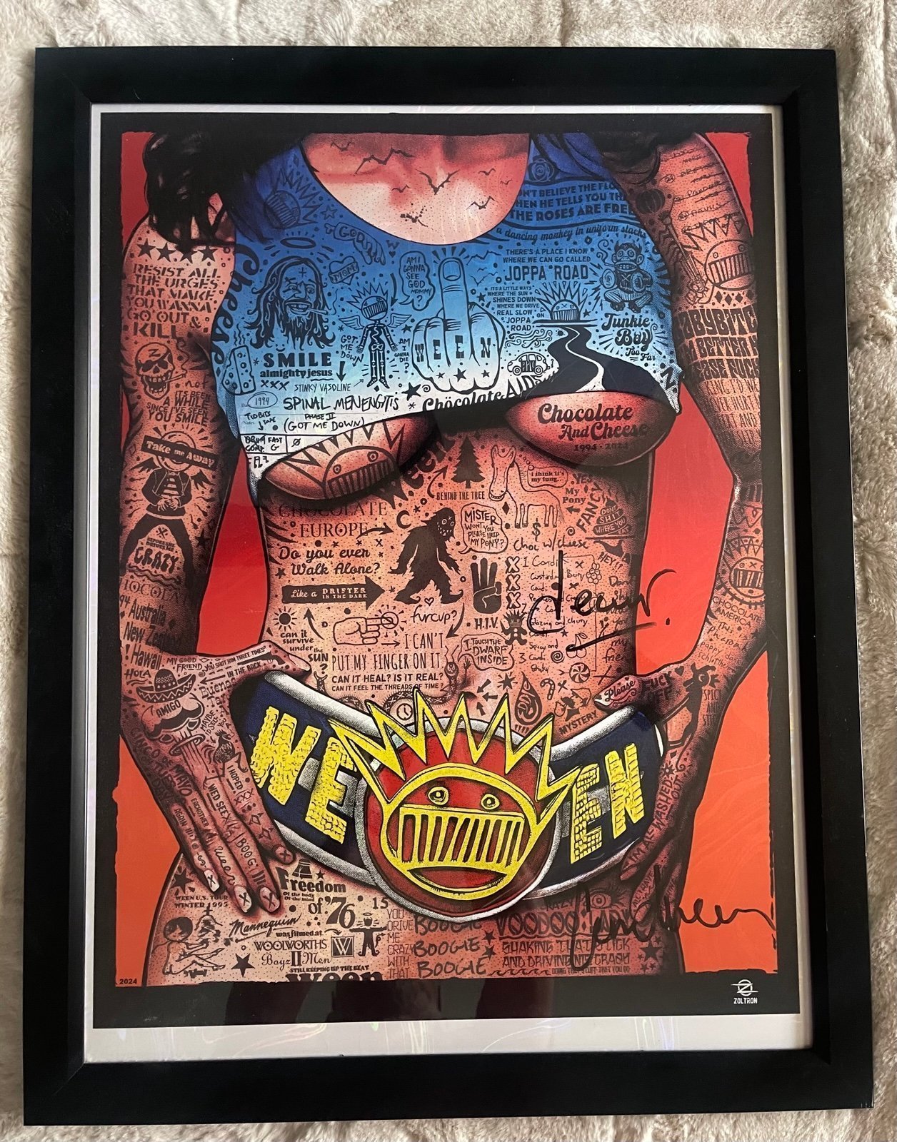 Ween ~Autographed~ Chocolate & Cheese 30th Anniversary Foil Poster By Zoltron