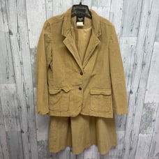 Vintage 1970s Panther Womens 13/14 2pc Tan Corduroy Blazer Jacket Skirt Set