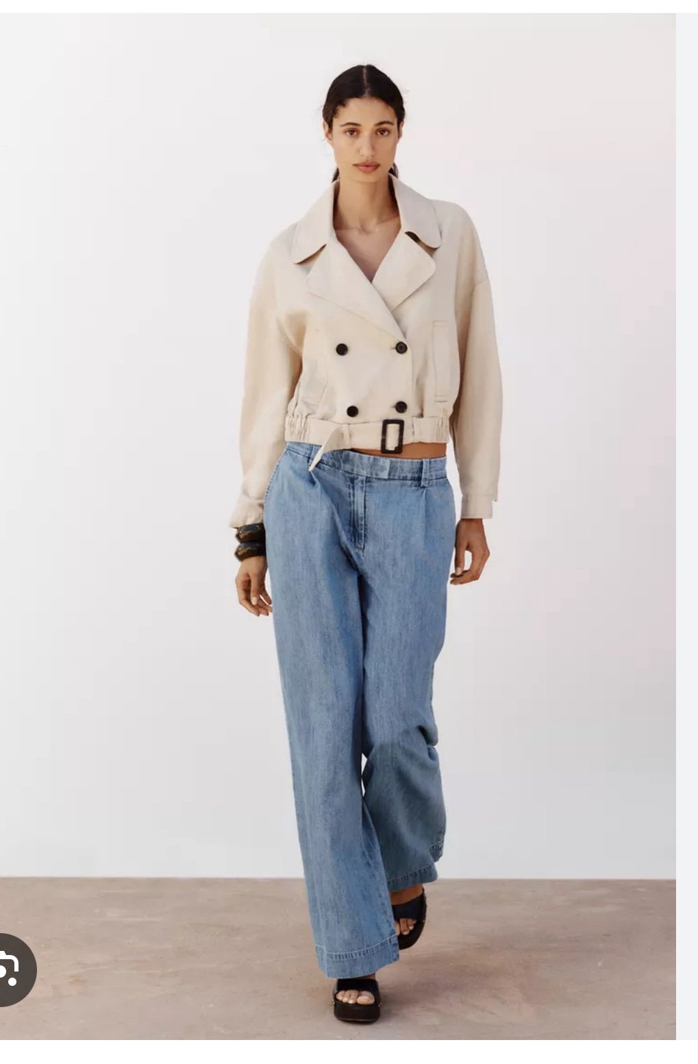 Zara Women's Cream Double-Breasted Jacket