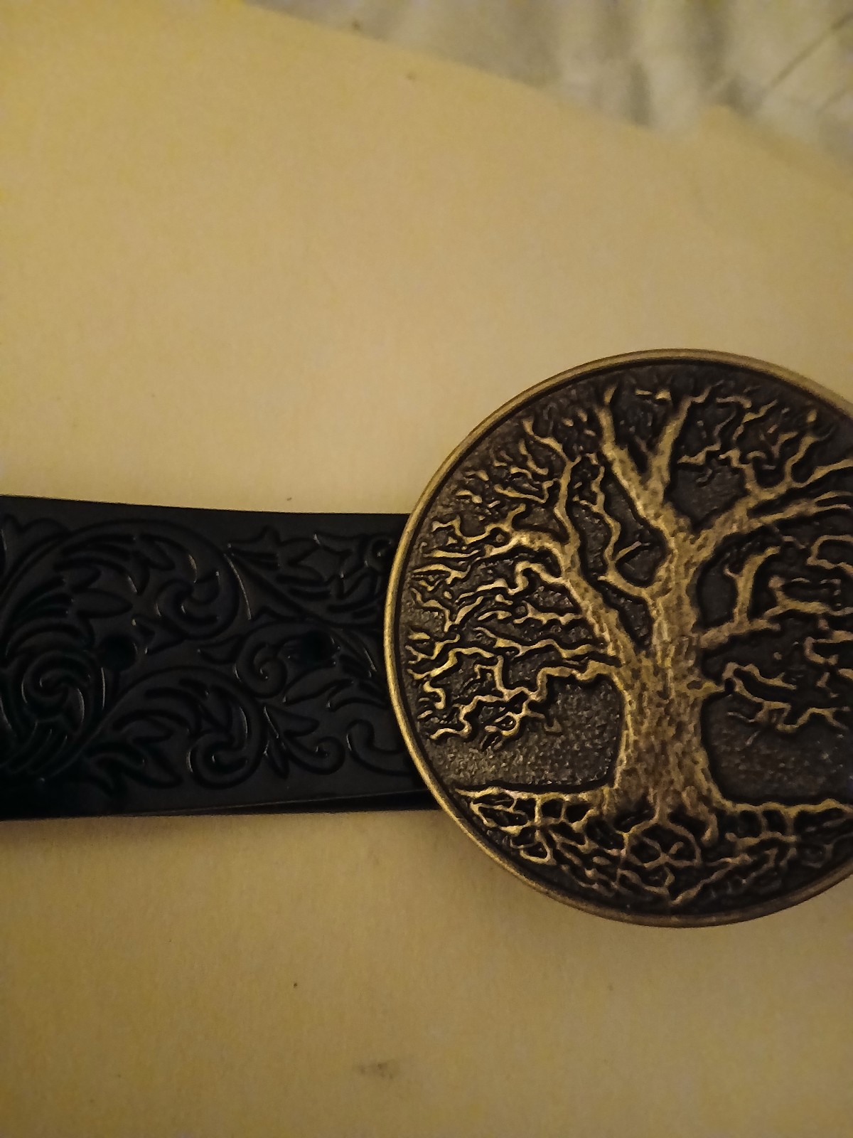 Genuine Black Leather Tree of Life Belt Custom made for real 36=38