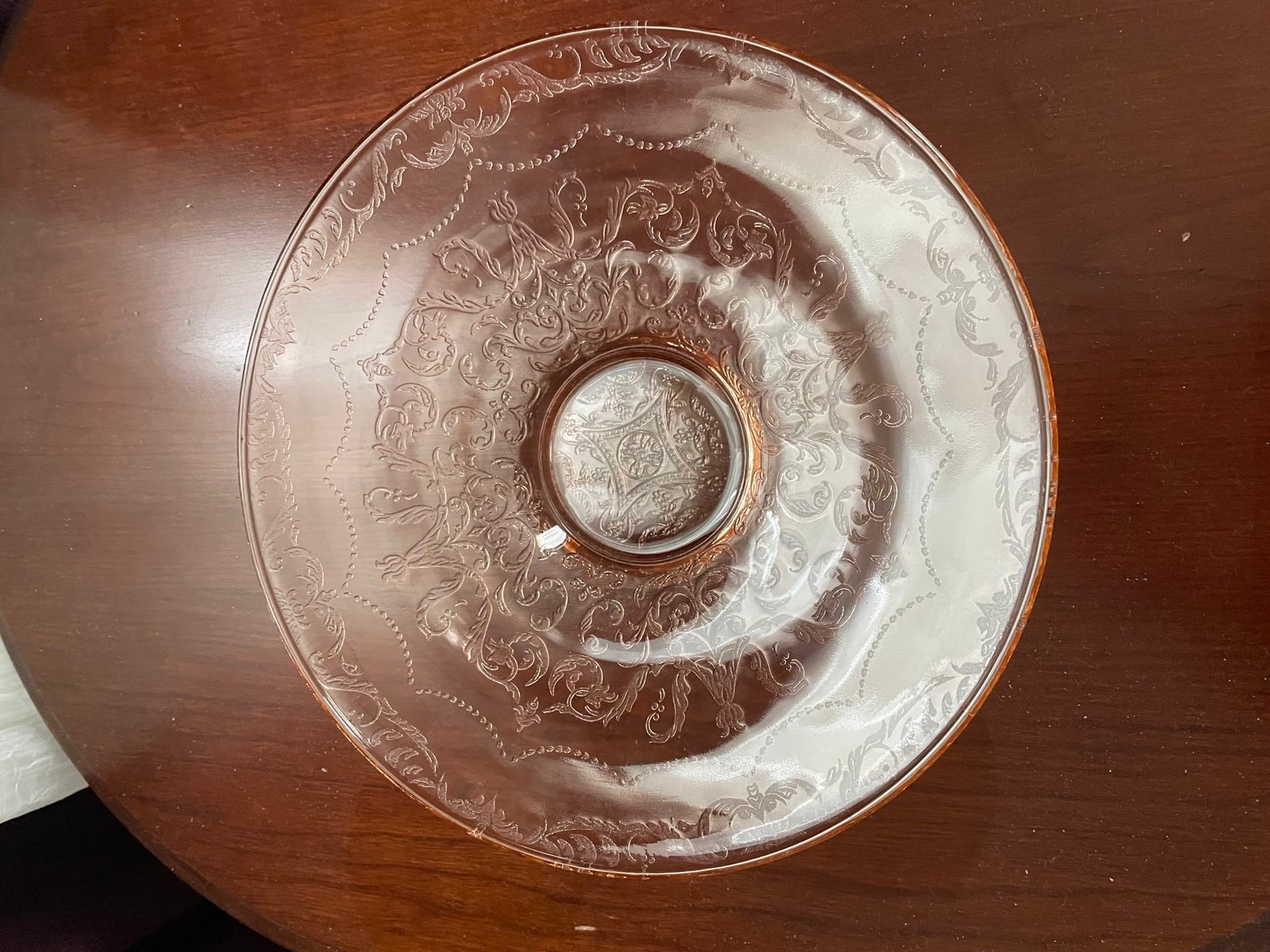 Vintage pink depression glass bowl