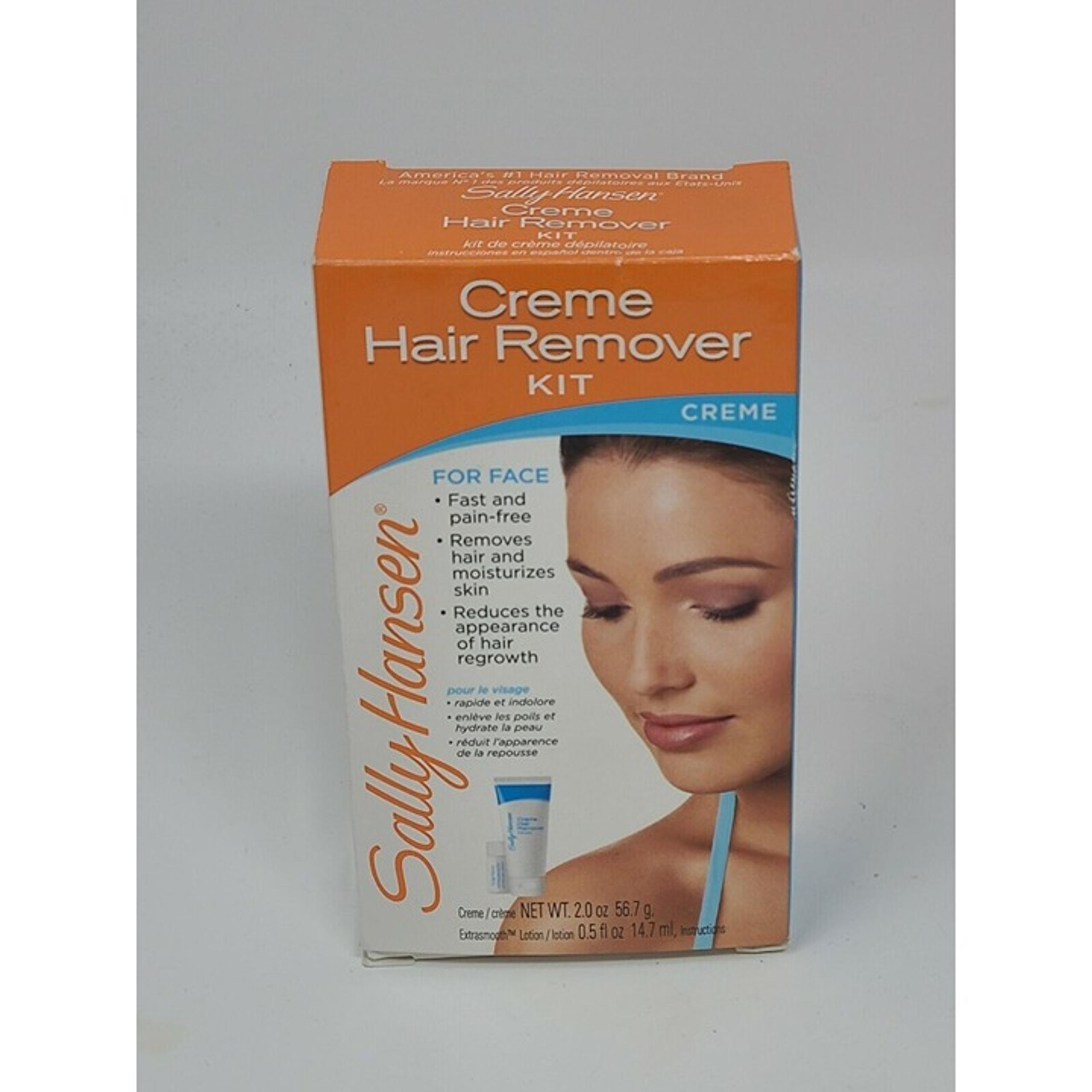 Sally Hansen Creme Hair Remover Kit For Face Creme 2oz + Extrasmooth Lotion .5oz