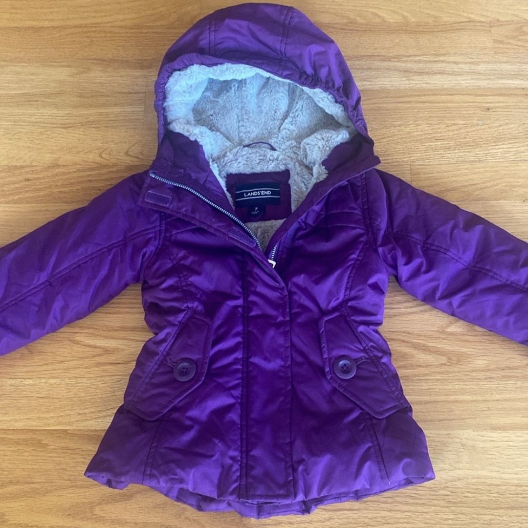 LANDS’ END Child Winter Coat Hood Warm Winter Small