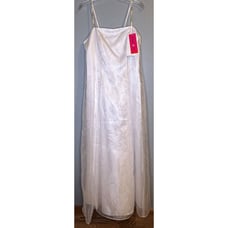 Morgan & Co Women’s Wedding Dress Size 14 Strapless Glitter Floral Design New!