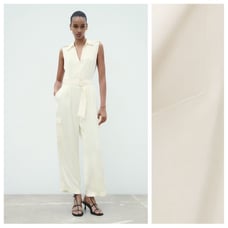 NWT. Zara Cream Satin Effect Sleeveless Cargo Jumpsuit. Size M.