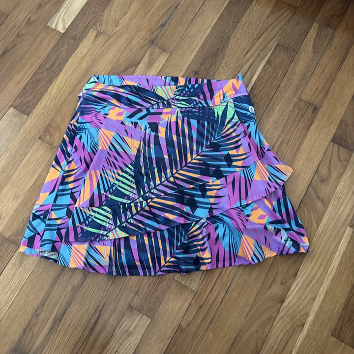 Dona Jo Multicolor Leaf Patterned Tennis Skirt Skort Size 3 XL Golf Pickleball
