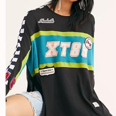 We the free people speedway embroidered patchwork long sleeve top