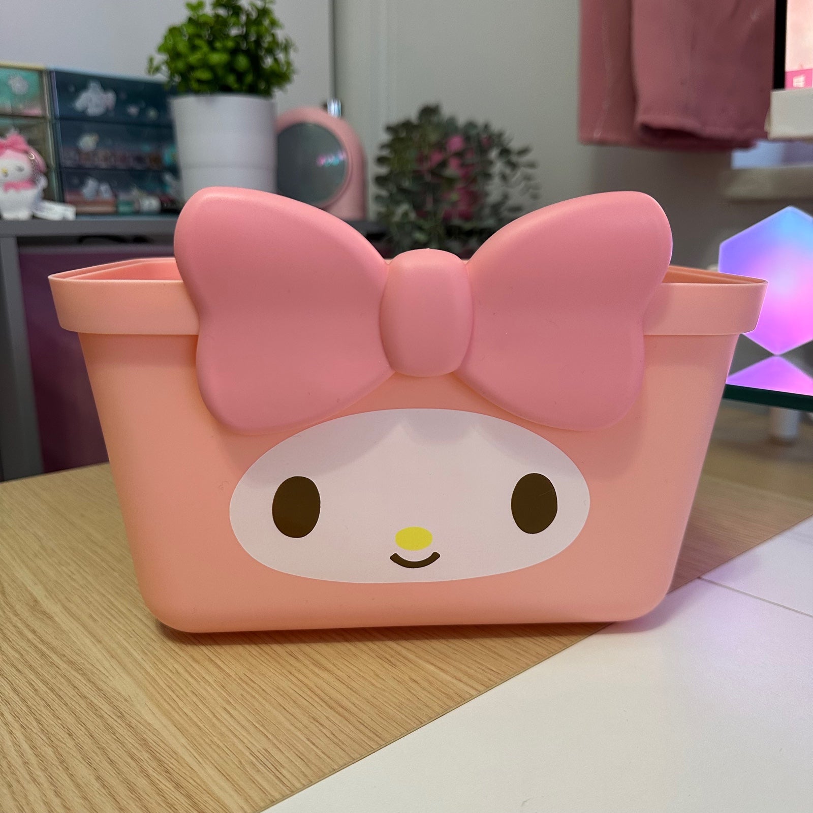 Brand New Sanrio My Melody Face Bow Pink Basket Container Cute Kawaii Gift Japan