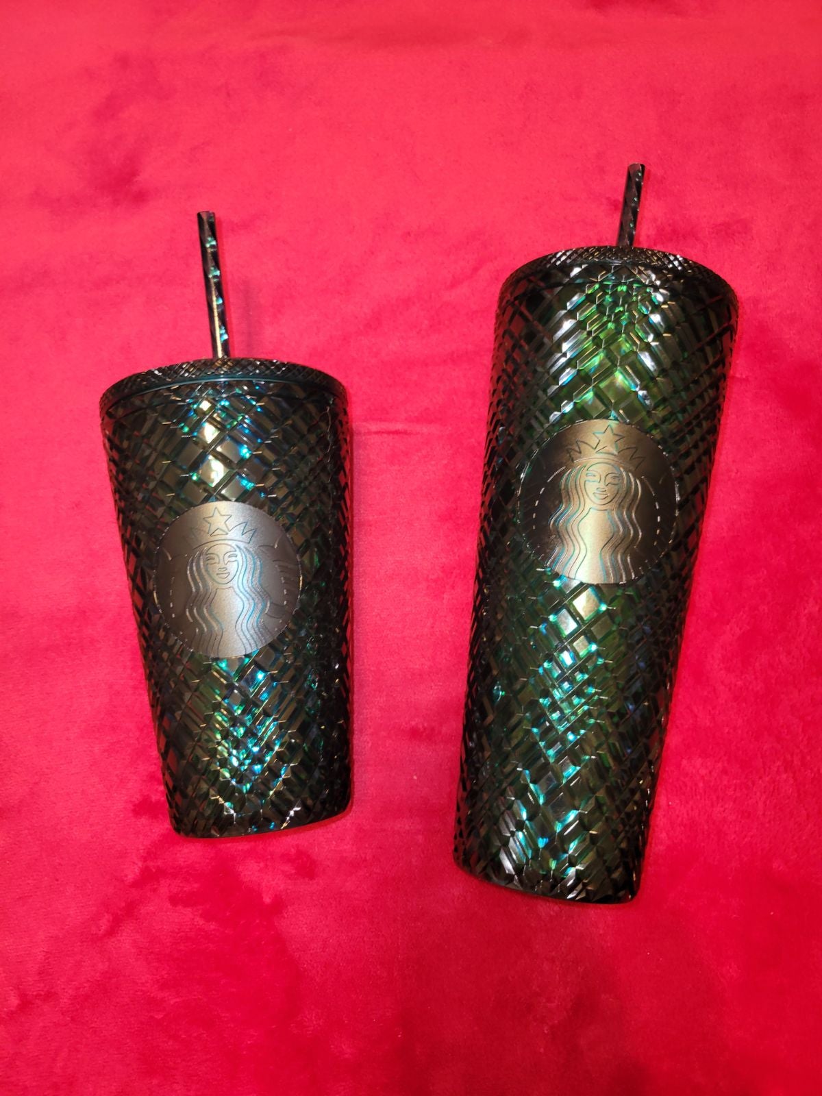 Green jeweled starbucks tumbler set