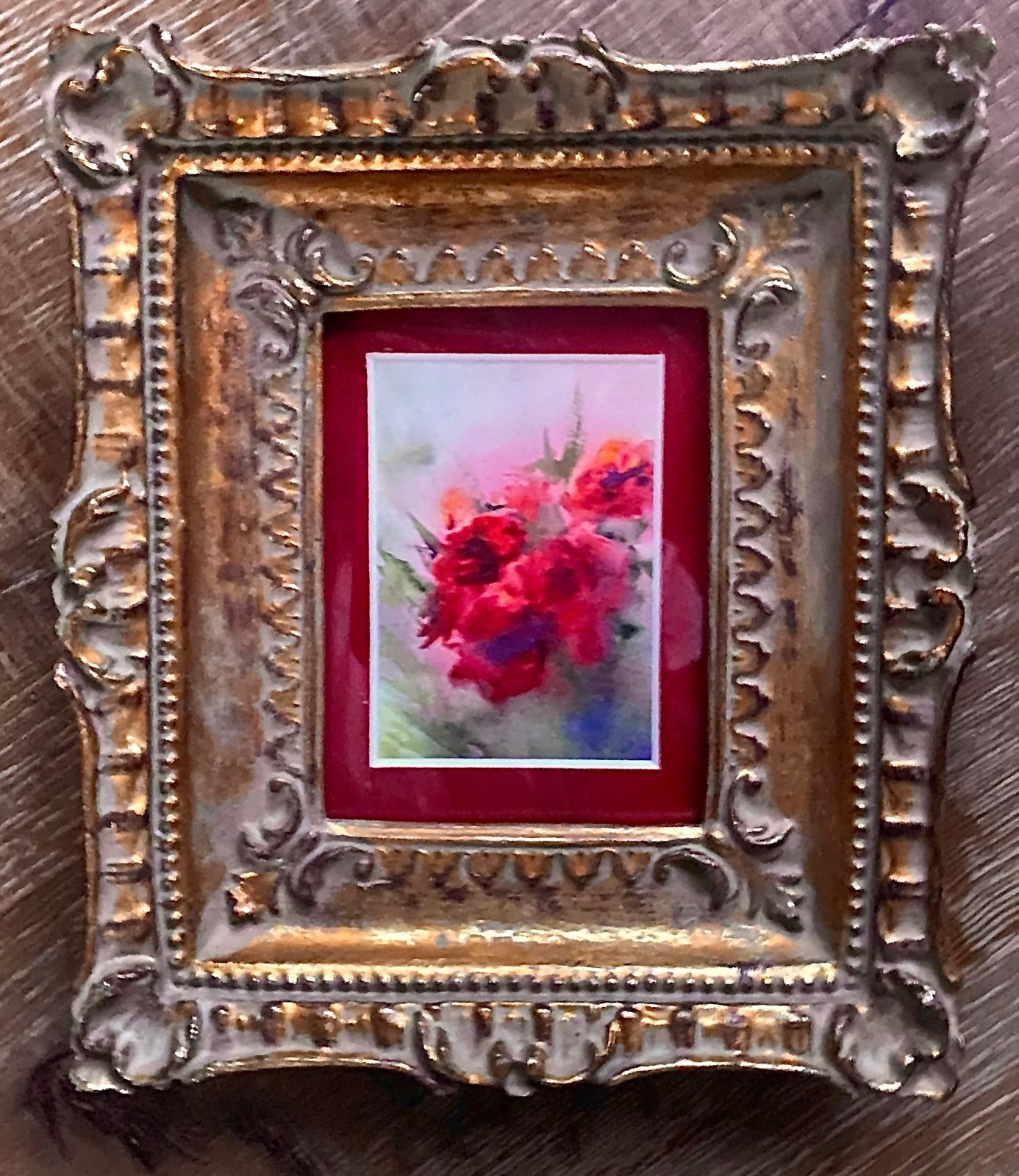 Original Signed Framed Watercolor Painting Bouquet of Poppies