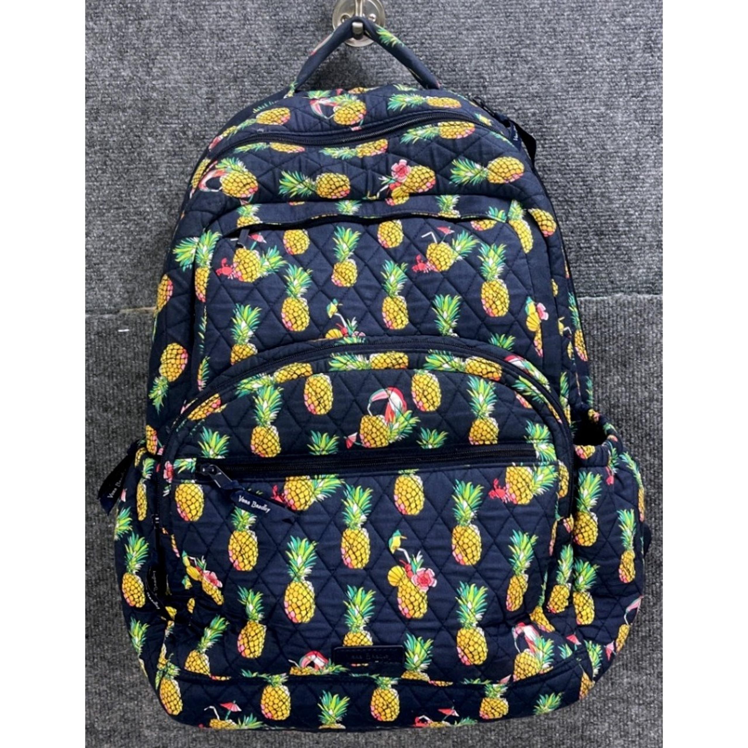 Vera Bradley Quilted Campus Backpack Pineapple Paradise Print Book Bag