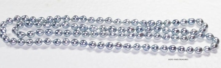 AKOYA PEARLS BLUE BAROQUE SALT WATER 35 INCHES LONG ENDLESS NO CLASP FROM JAPAN