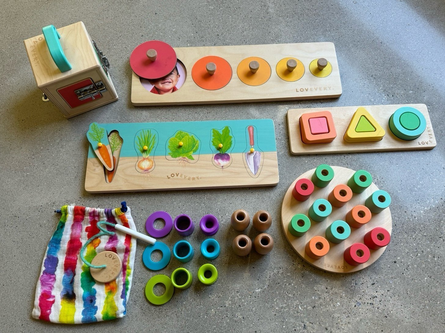 Lovevery Montessori wooden toys lot from play kits (see notes for exclusions)