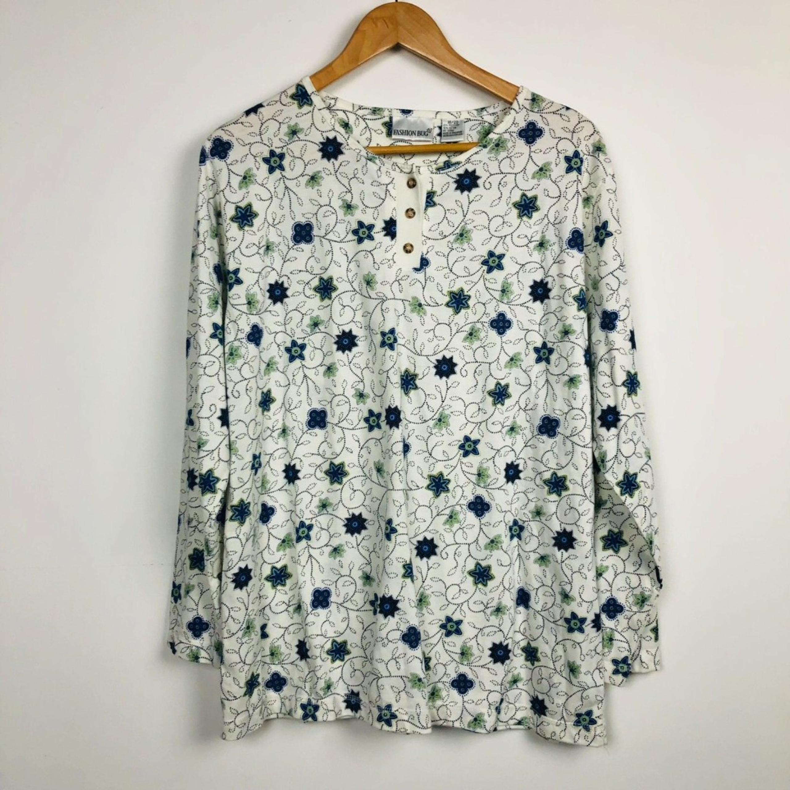 Fashion Bug Women's Floral Print Long Sleeve Popover Tee Shirt Casual Size 18/20