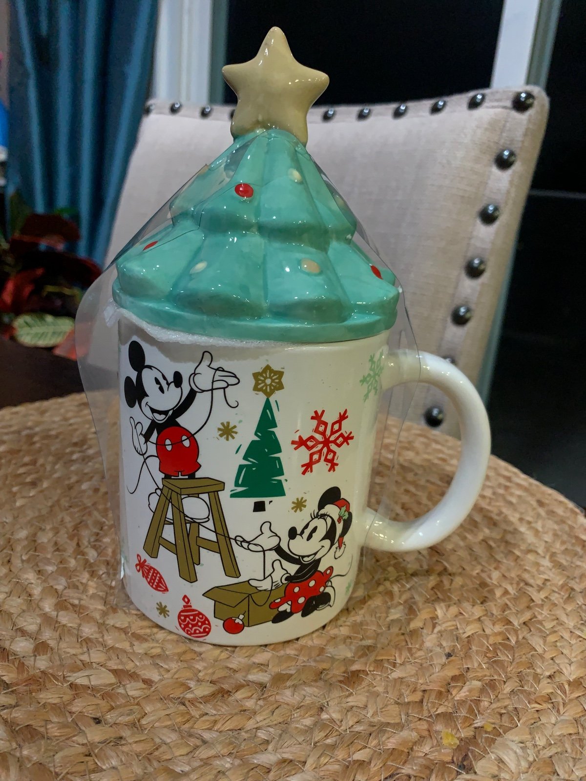 Disney Mickey and Minnie Mug with Christmas Tree Topper