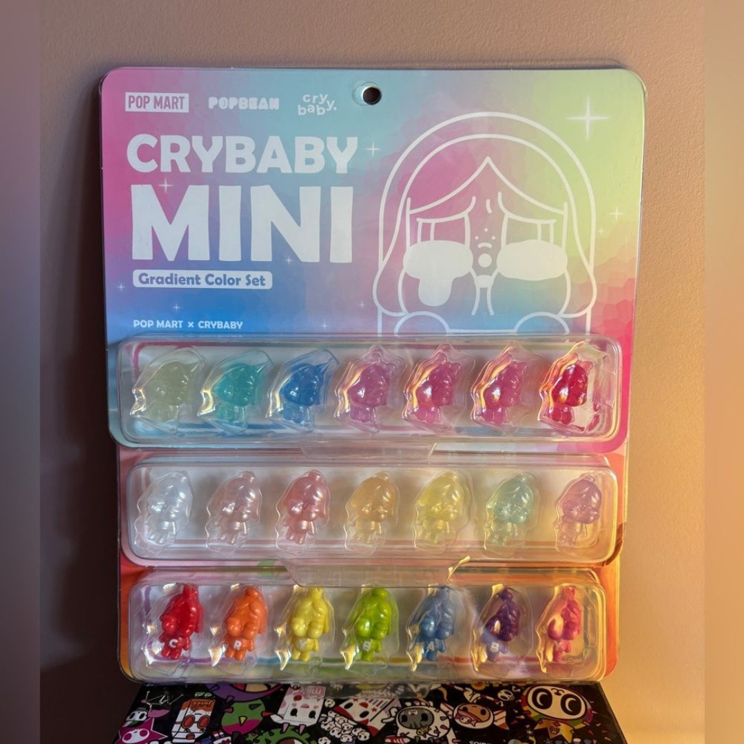 3 Sets of Popmart Popbean Crybaby Mini (Gradient, Rainbow, Springtime)