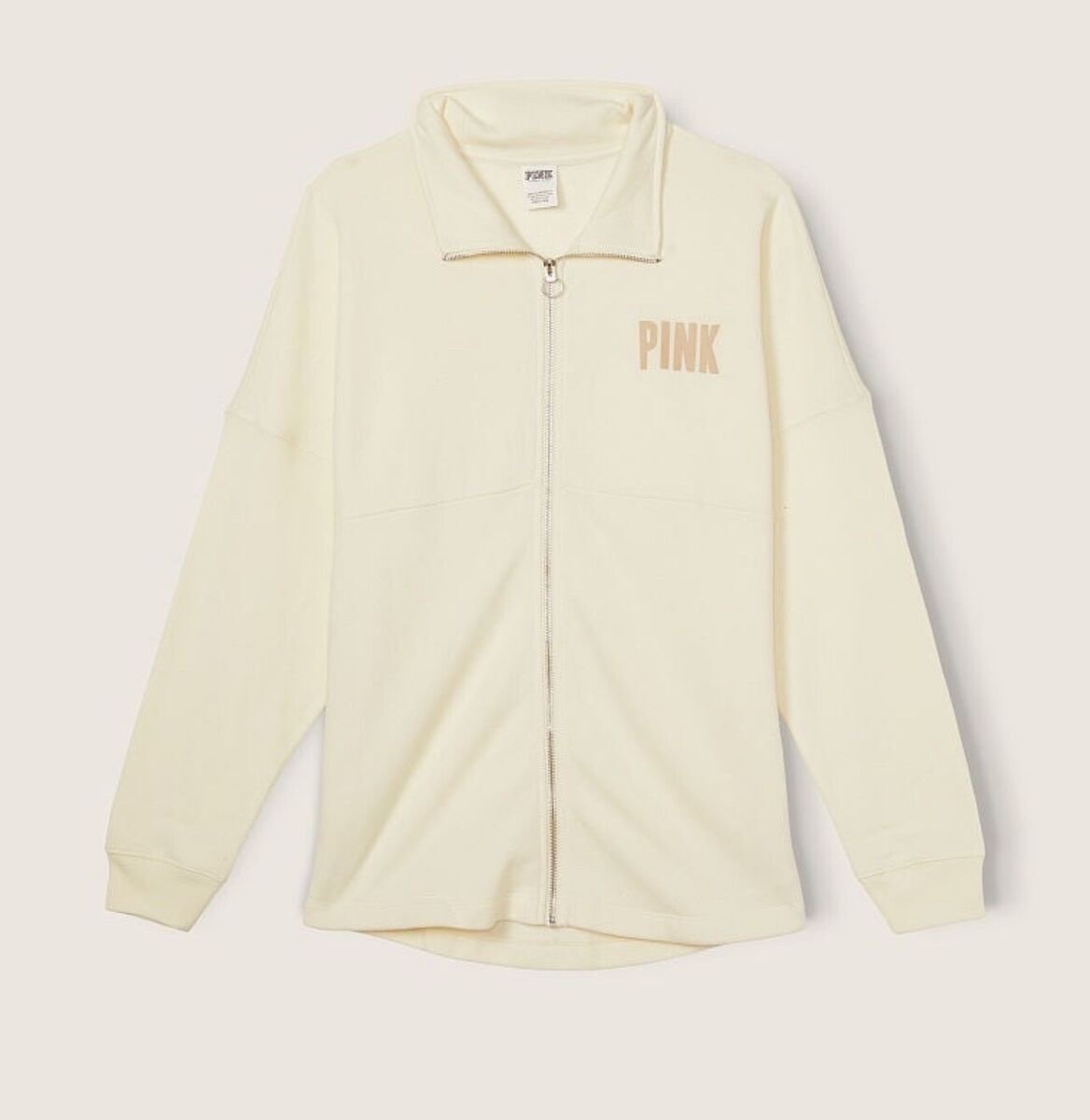 PINK Zip Up Sweater in Cream