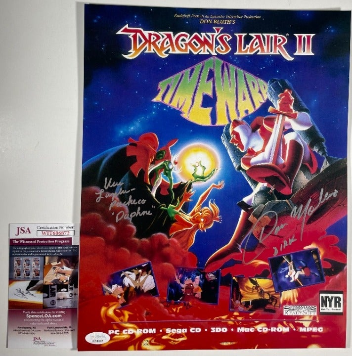 Dan Molina & Vera Pacheco Signed Dragon's Lair 2 11x14 Photo Autograph JSA COA