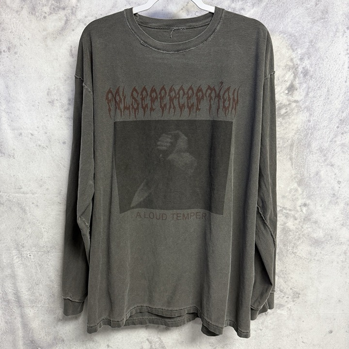False Perception A Loud Temper T Shirt Mens XL Inside Out Style Streetwear Gray