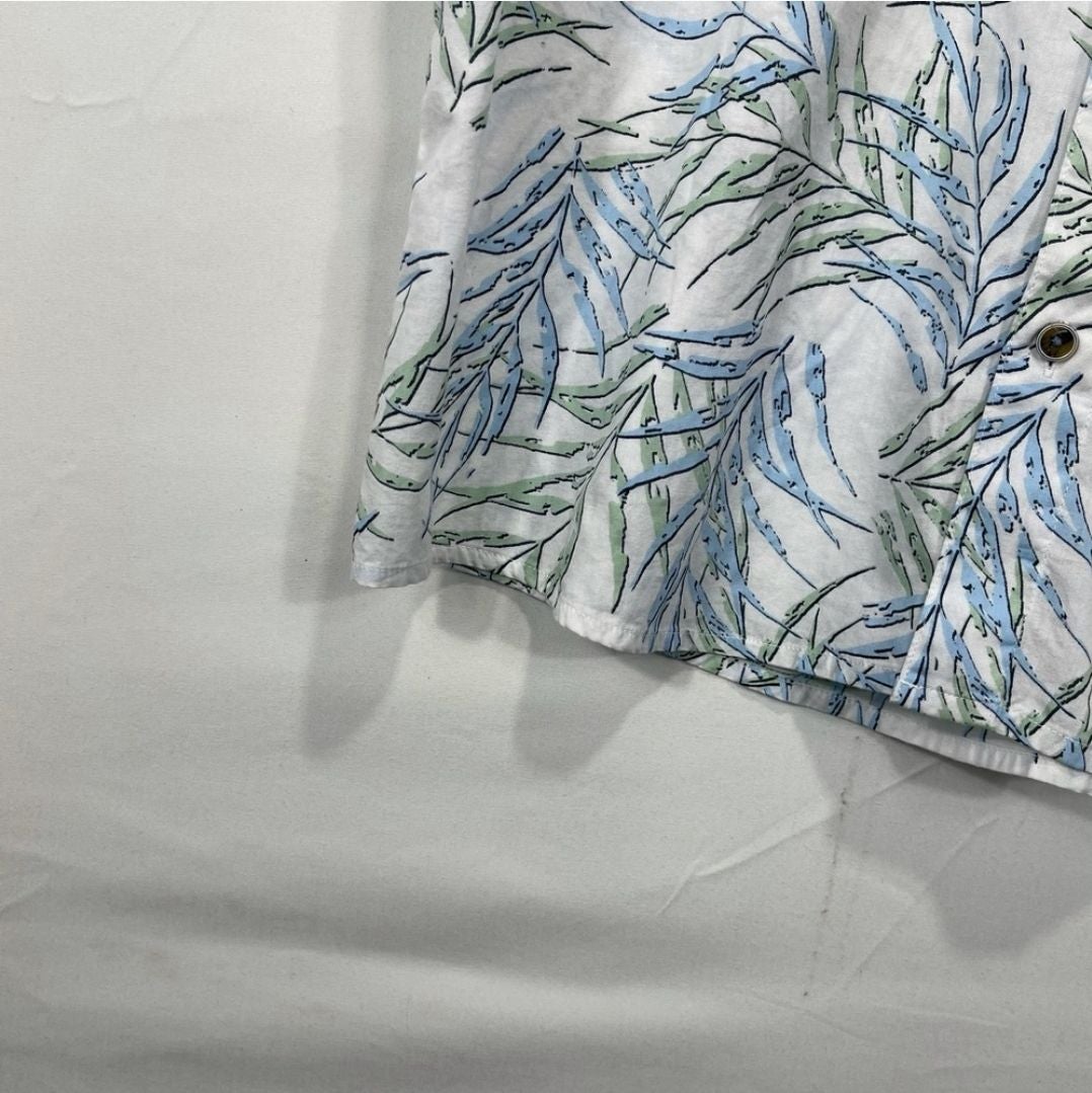IKE Behar Blue shops and Green Leafy Button Up