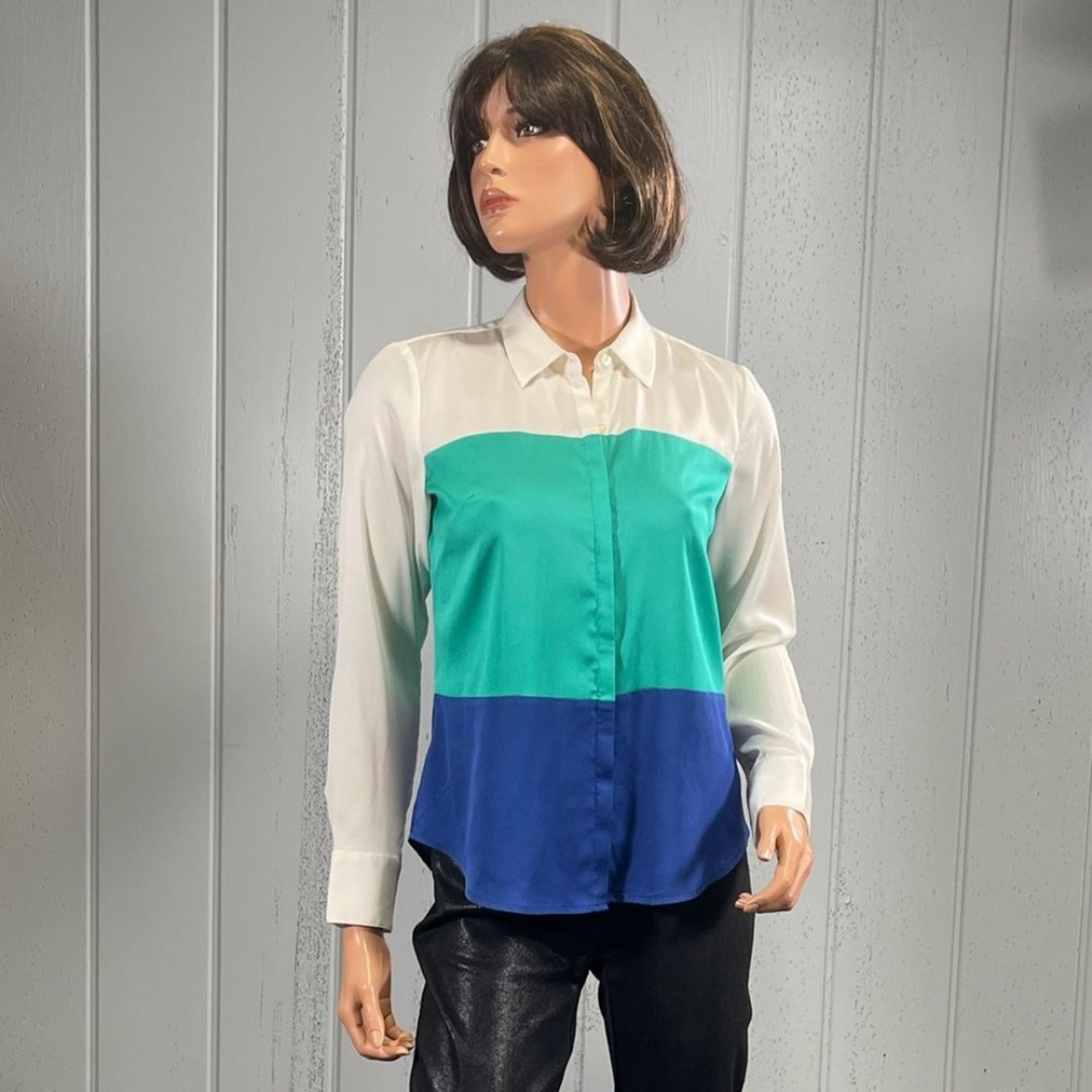 * Ann Taylor Women's Color-block Button Down Shirt Sz 2P