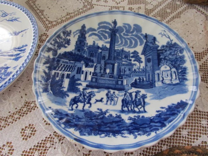 English Ironstone Dinner Plates Charger Plate Royal Blue Ironstone England Victo