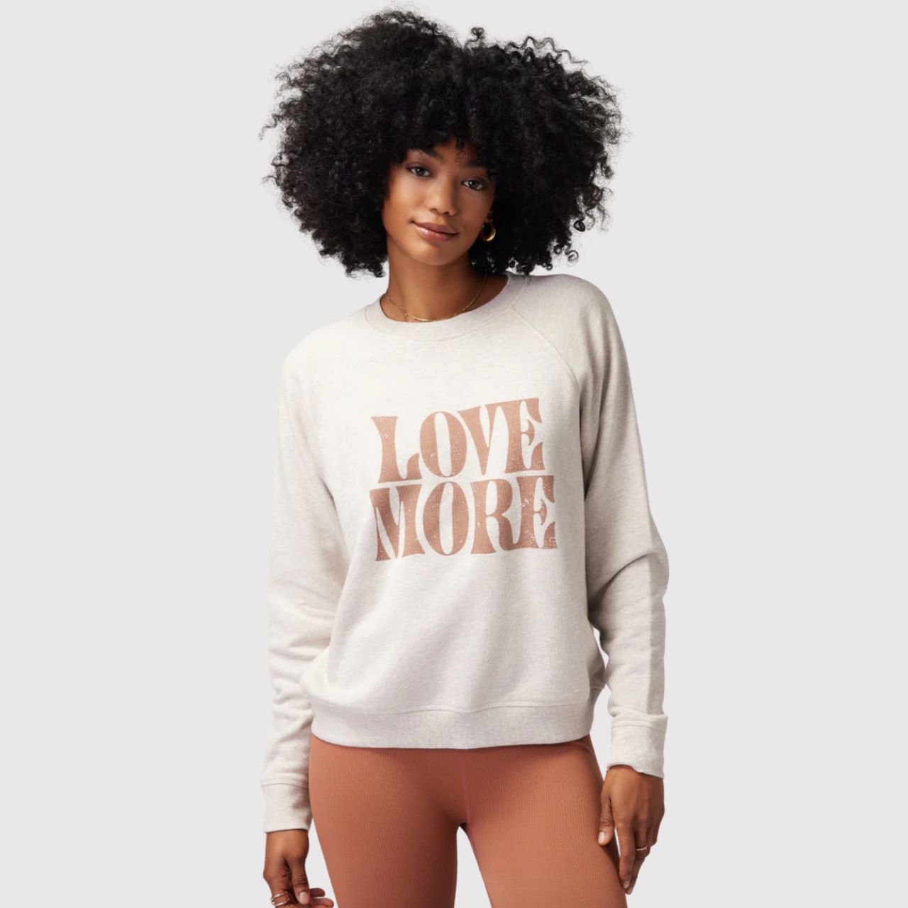 Spiritual Gangster Womens Sweatshirt Beige Love More Bridget Pullover Small