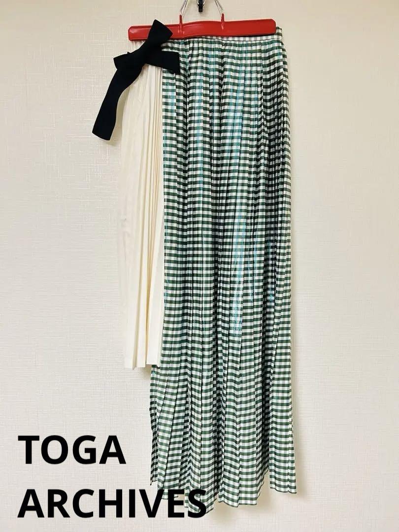 TOGA ARCHIVES Pleated Skirt Green Check