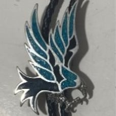 Vintage Metal Bolo Tie, Nice Silver and Blue Turquoise Crushed Stones Design