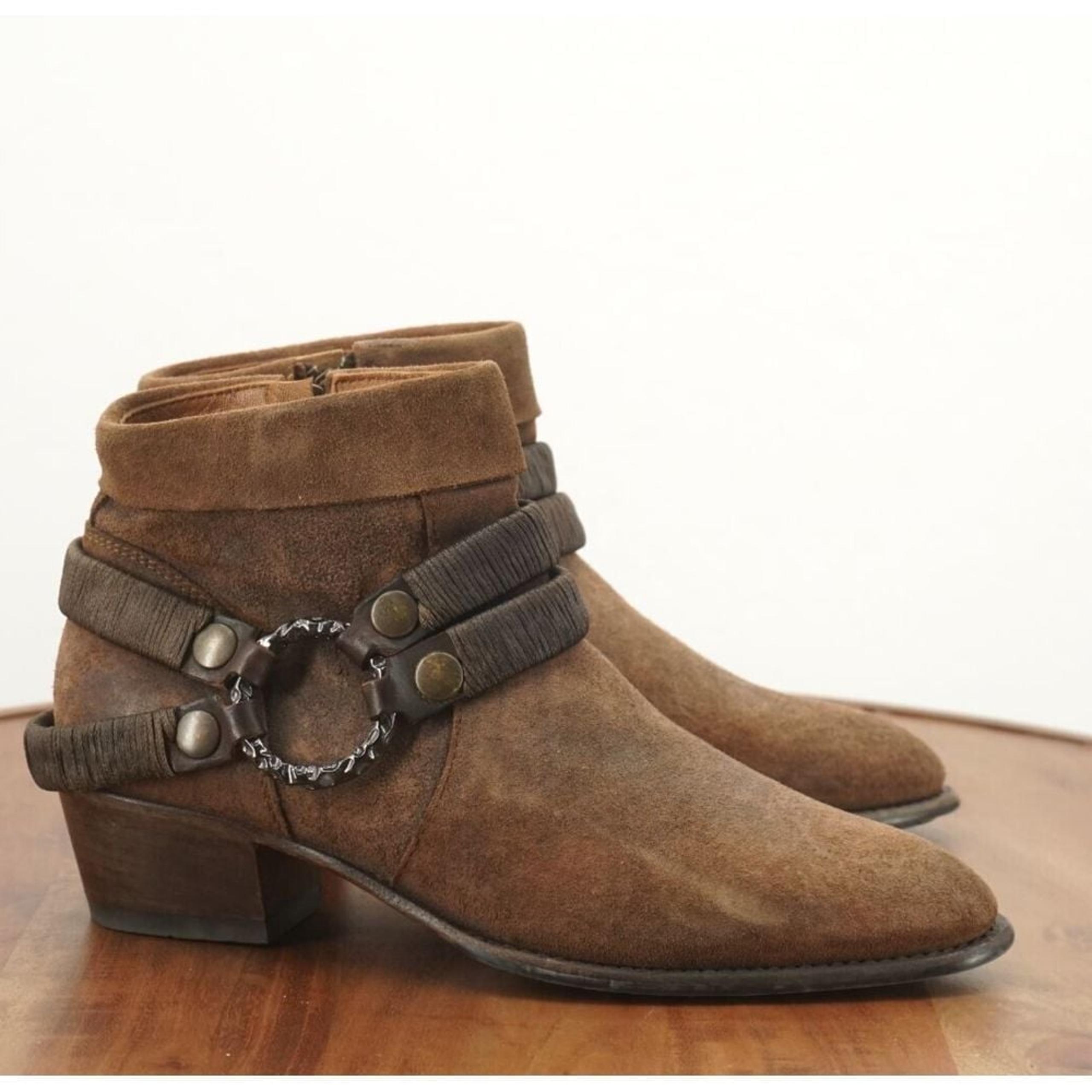 Sundance Womens Elida Burnished Brown Harness Ankle Booties Size 38 / 7.5-8