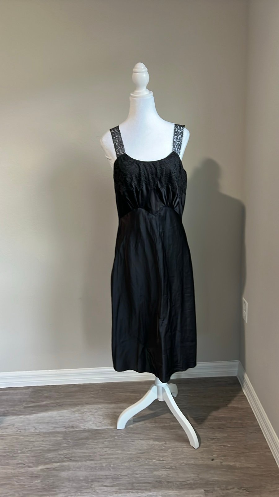 Vintage Lady Lynne black nylon slip dress